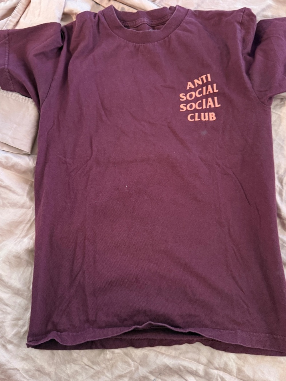 Burgundy anti social club t shirt size s